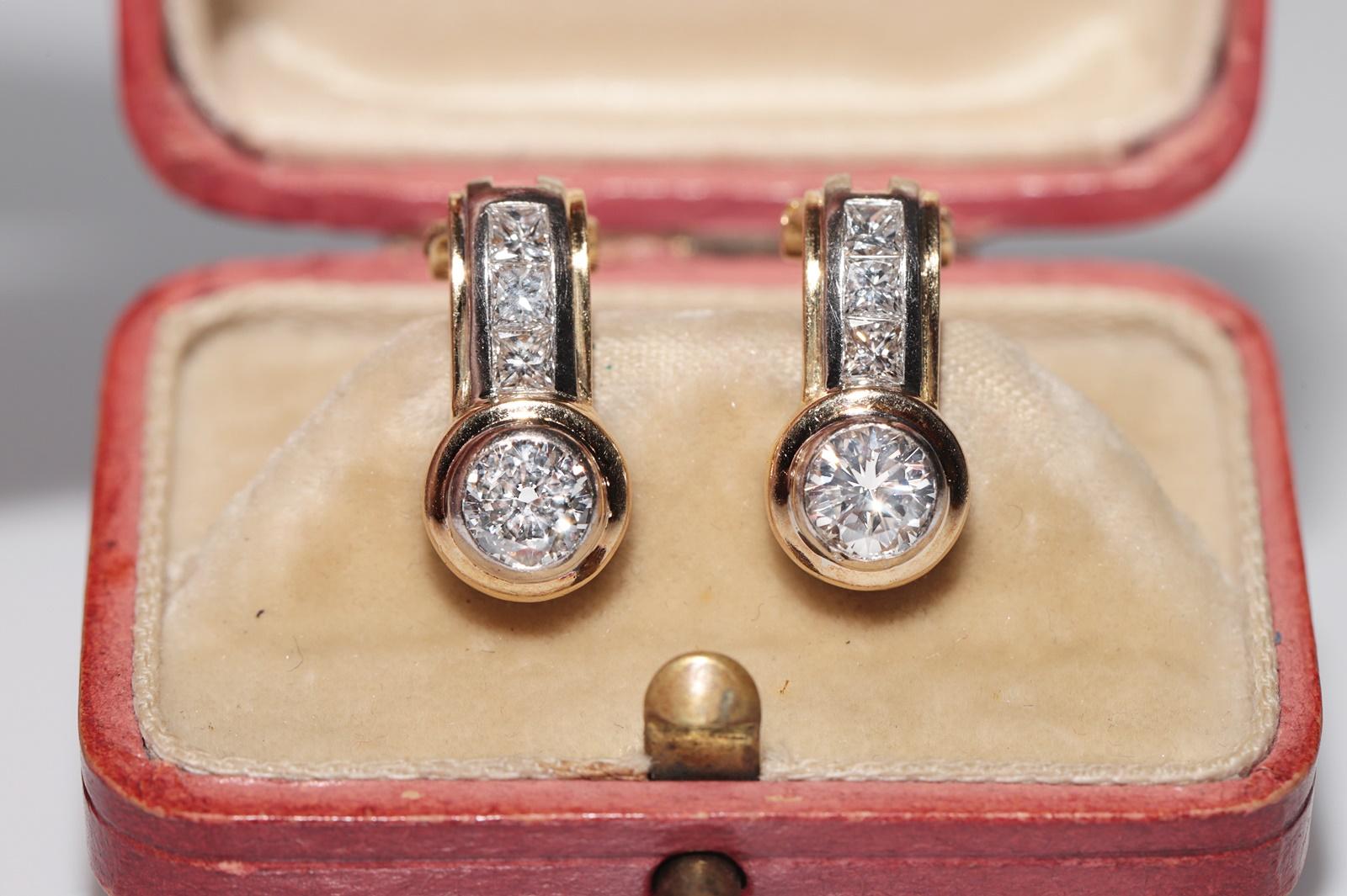 Vintage Circa 1980er Jahre 18k Gold Natürlicher Diamant-Ohrring mit Dekoration im Angebot 9