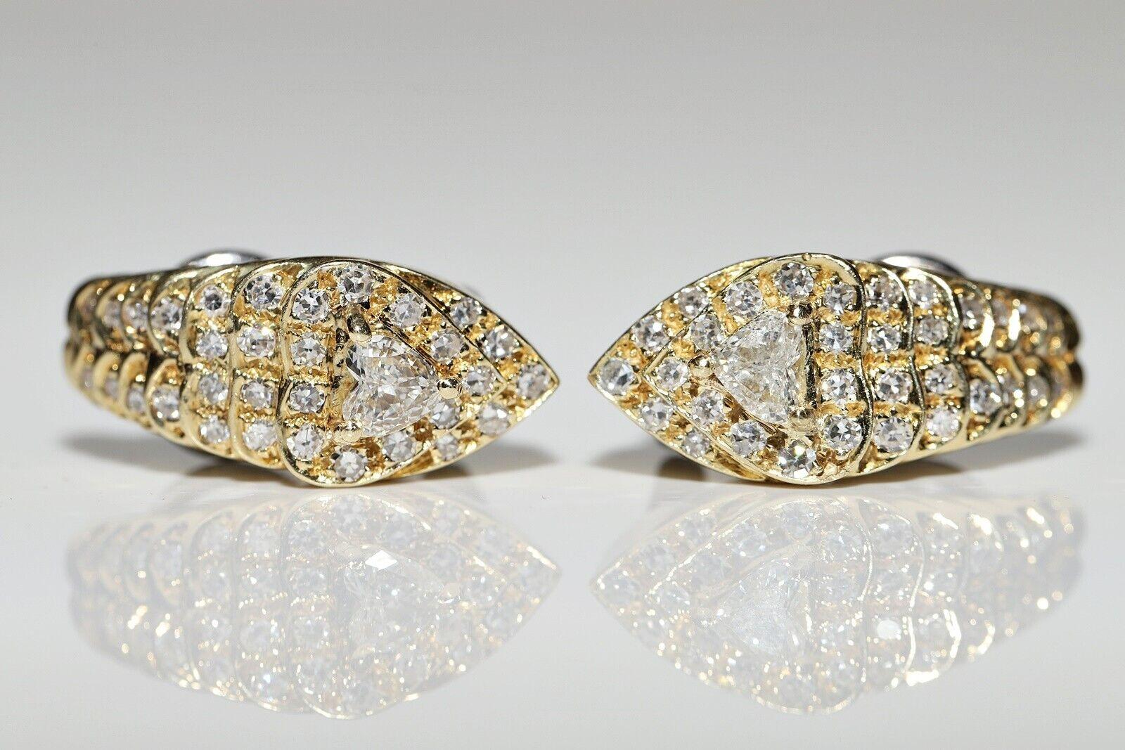 Vintage Circa 1980er Jahre 18k Gold Natürlicher Diamant-Ohrring mit Dekoration im Angebot 10