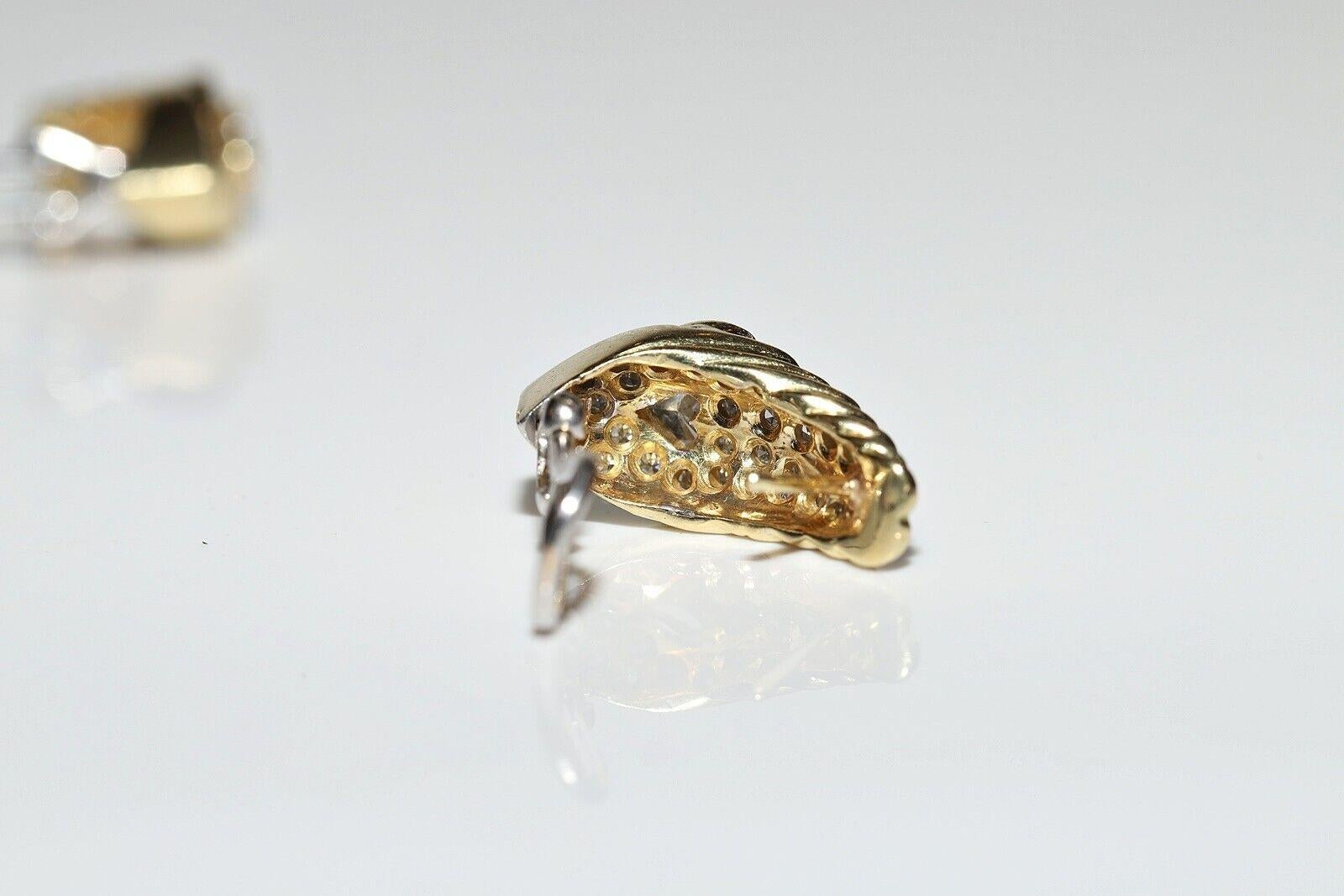 Vintage Circa 1980er Jahre 18k Gold Natürlicher Diamant-Ohrring mit Dekoration im Angebot 12
