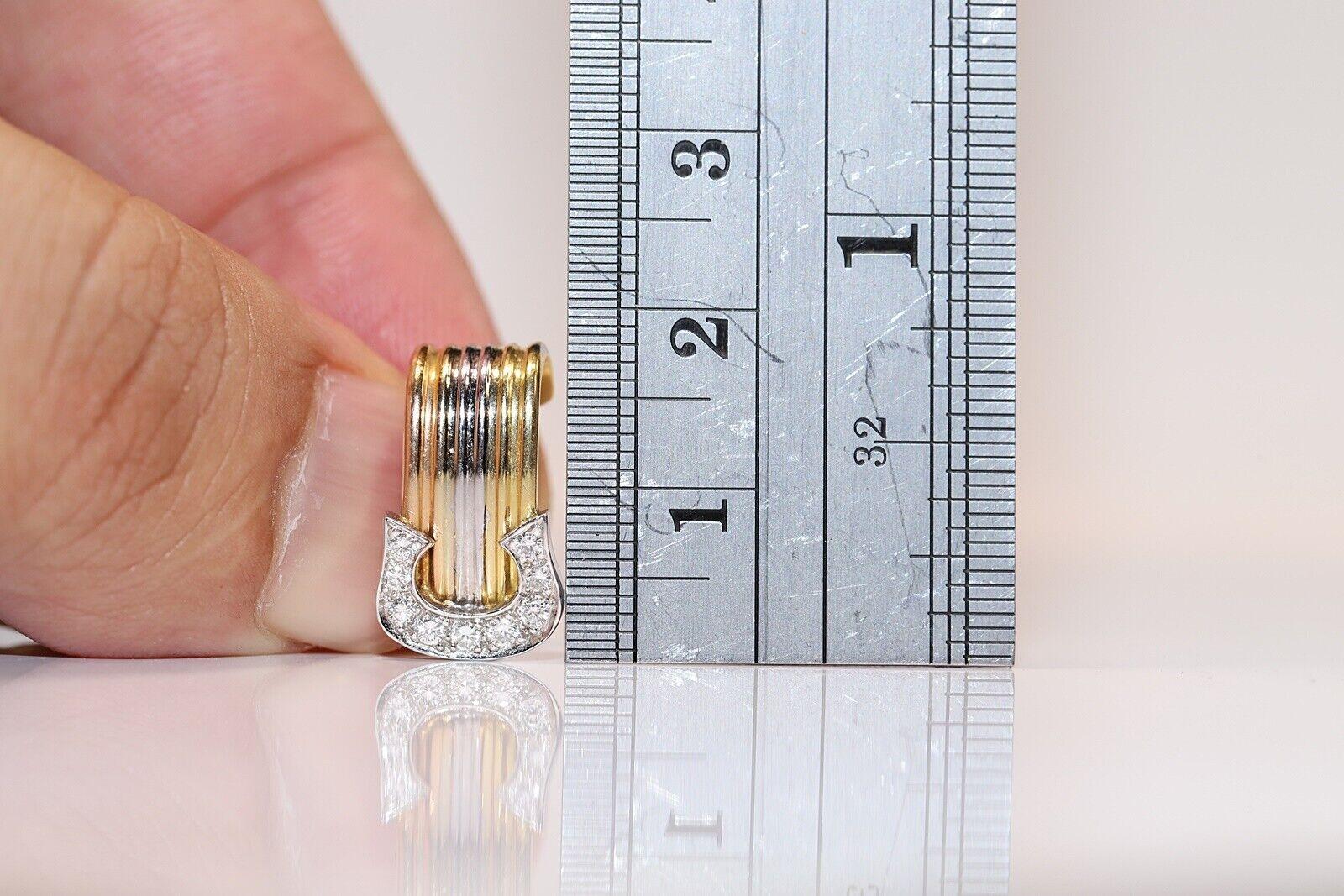 Vintage Circa 1980er Jahre 18k Gold Natürlicher Diamant-Ohrring mit Dekoration im Zustand „Gut“ im Angebot in Fatih/İstanbul, 34