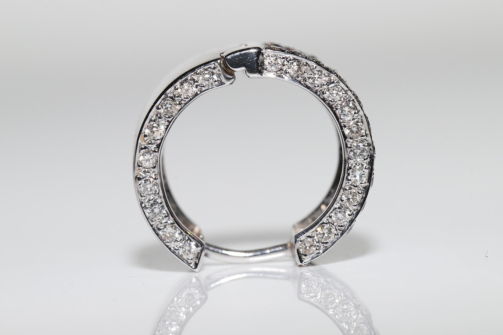 Vintage Circa 1980er Jahre 18k Gold Natürlicher Diamant-Ohrring mit Dekoration im Zustand „Gut“ im Angebot in Fatih/İstanbul, 34