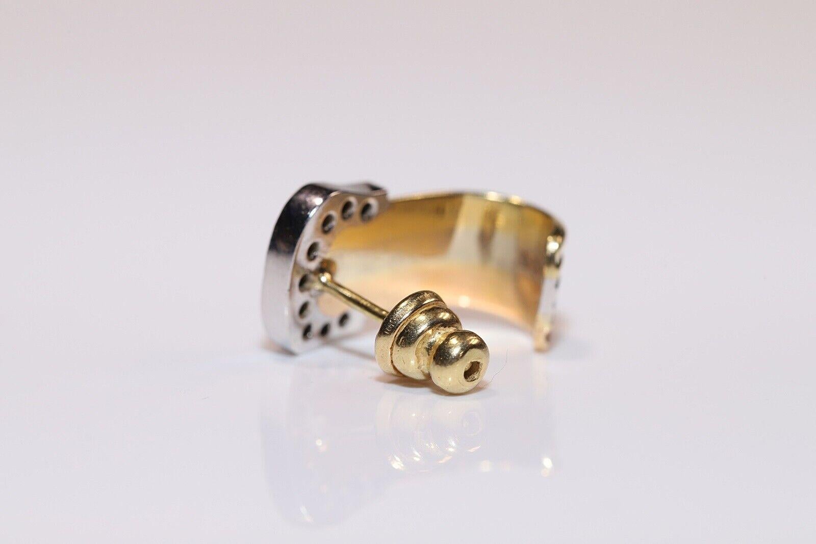 Vintage Circa 1980er Jahre 18k Gold Natürlicher Diamant-Ohrring mit Dekoration Damen im Angebot