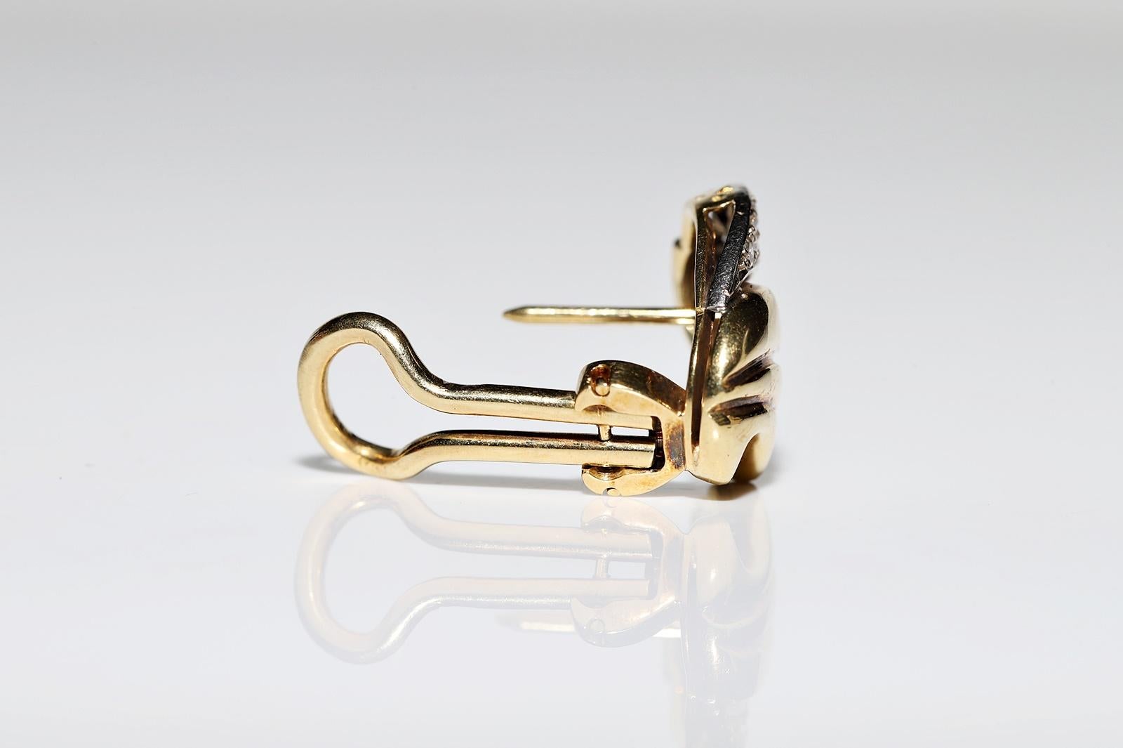 Vintage Circa 1980er Jahre 18k Gold Natürlicher Diamant-Ohrring mit Dekoration im Angebot 3
