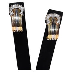 Pendiente Vintage Circa 1980s Oro 18k Decorado con Diamantes Naturales