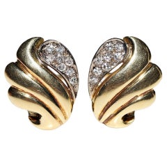 Orecchino decorato con diamanti naturali in oro 18 carati, vintage CIRCA 1980