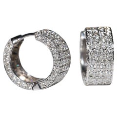 Orecchino decorato con diamanti naturali in oro 18 carati, vintage CIRCA 1980