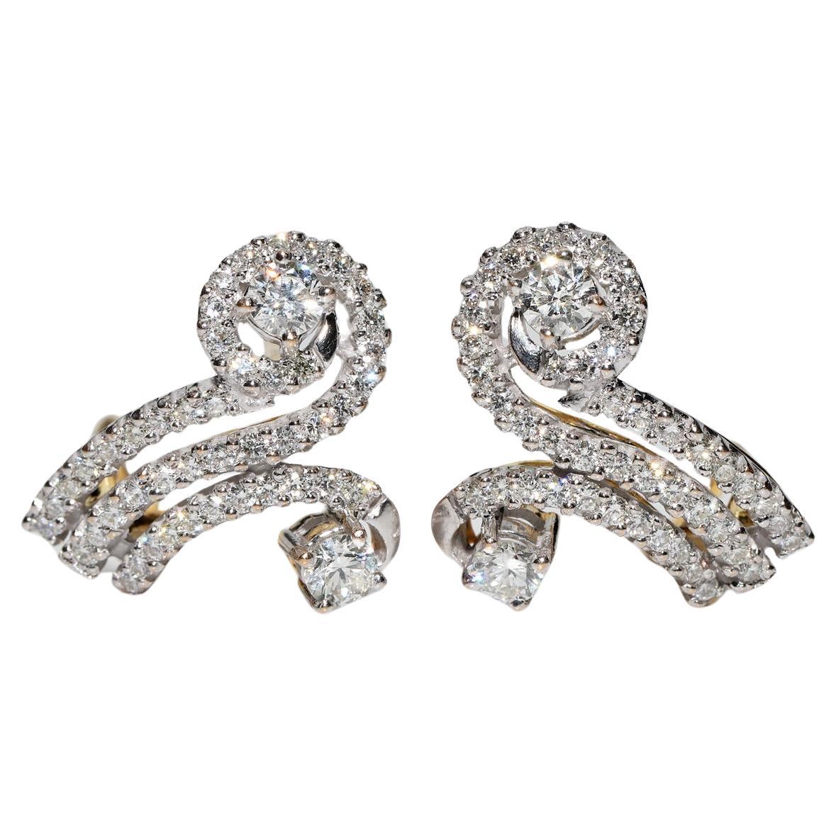 Orecchino decorato con diamanti naturali in oro 18 carati, vintage CIRCA 1980