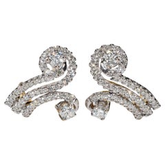 Orecchino decorato con diamanti naturali in oro 18 carati, vintage CIRCA 1980