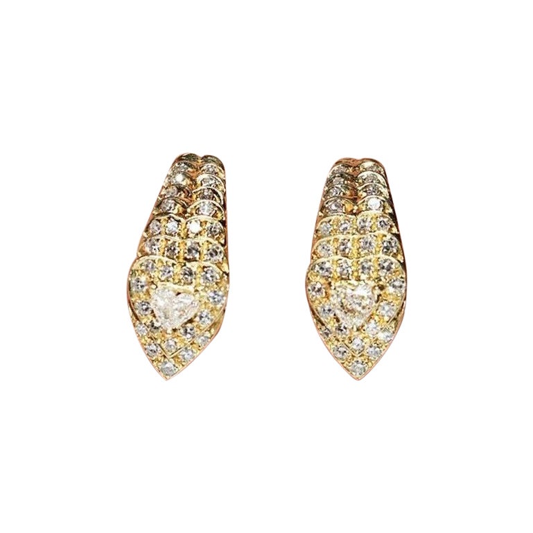 Pendiente Vintage Circa 1980s Oro 18k Decorado con Diamantes Naturales