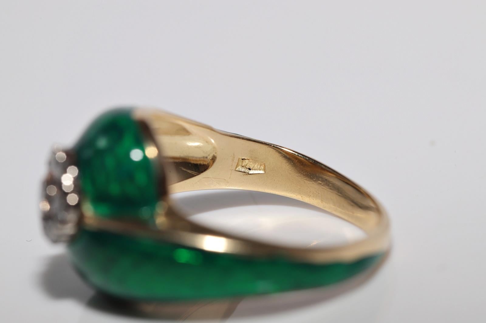 Vintage Circa 1980er Jahre 18k Gold Natürlicher Diamant Dekorierter Emaille-Ring im Angebot 7