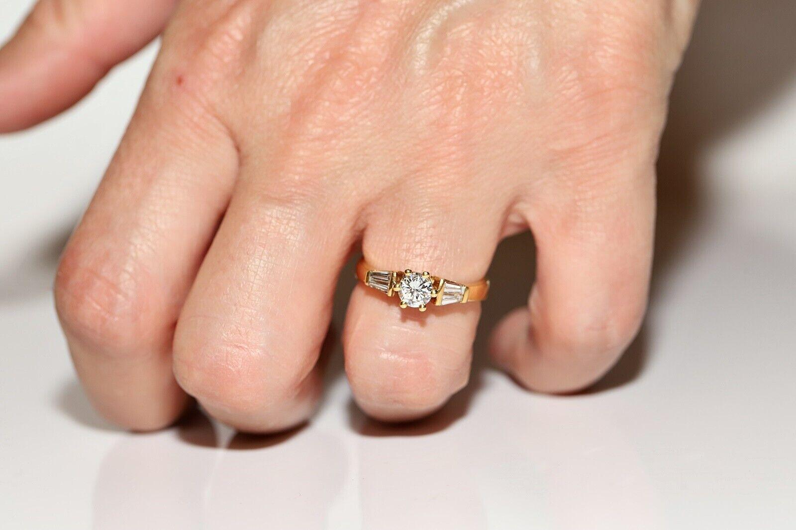 Verlobungsring, Vintage, ca. 1980er Jahre, 18 Karat Gold, natürlicher Diamant, dekoriert im Angebot 4