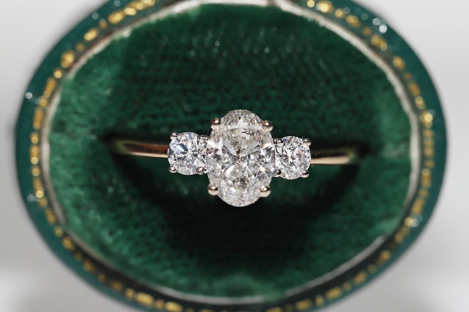 Verlobungsring, Vintage, ca. 1980er Jahre, 18 Karat Gold, natürlicher Diamant, dekoriert  im Angebot 10