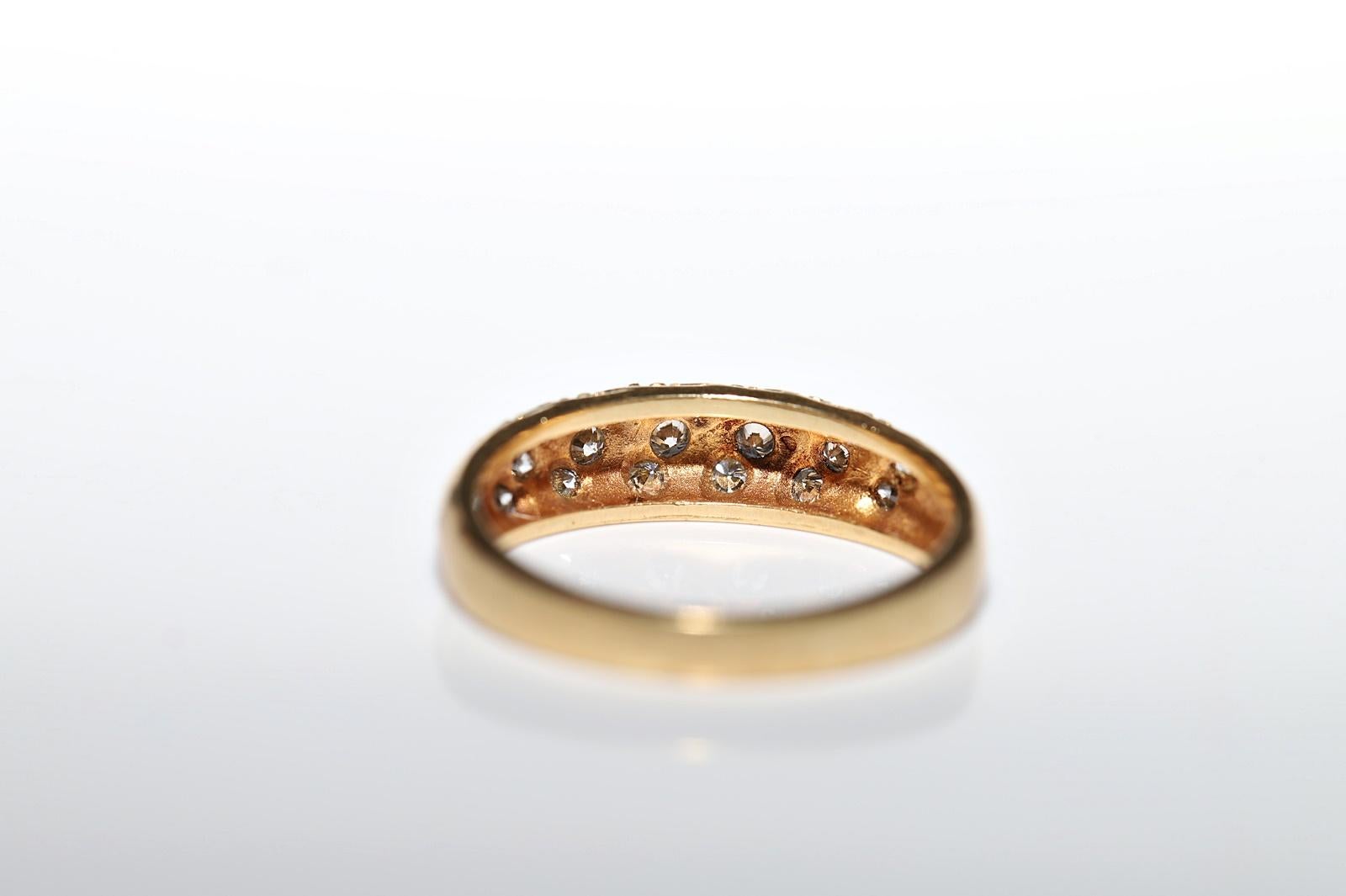 Vintage Circa 1980s 18k Gold Natural Diamond Decorated Engagement Ring  For Sale 3