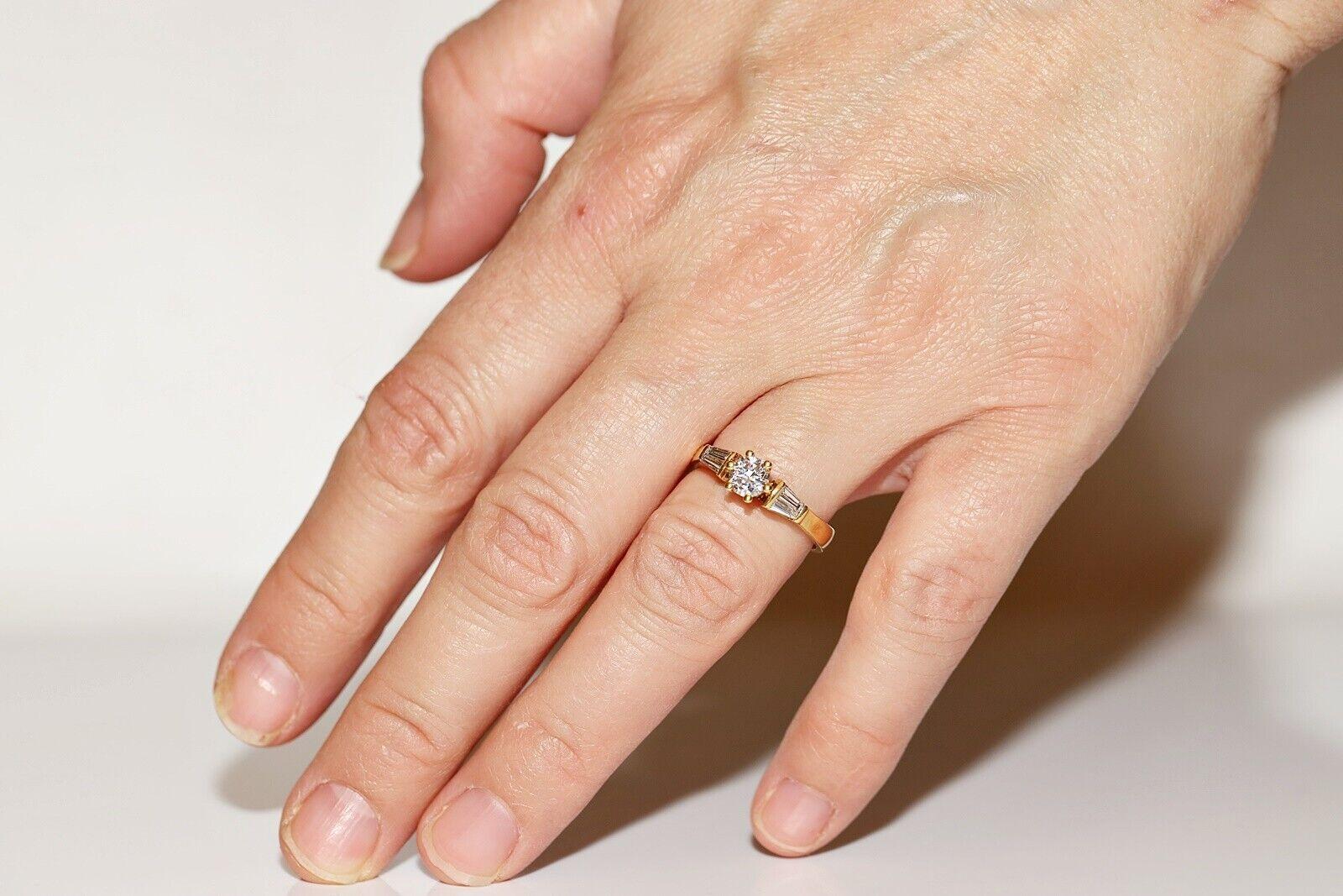 Verlobungsring, Vintage, ca. 1980er Jahre, 18 Karat Gold, natürlicher Diamant, dekoriert im Angebot 3