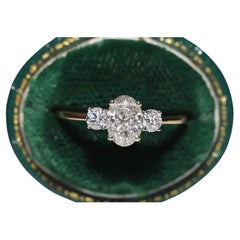 Used Circa 1980s 18k Gold Natural Diamond Decorated Engagement Ring 