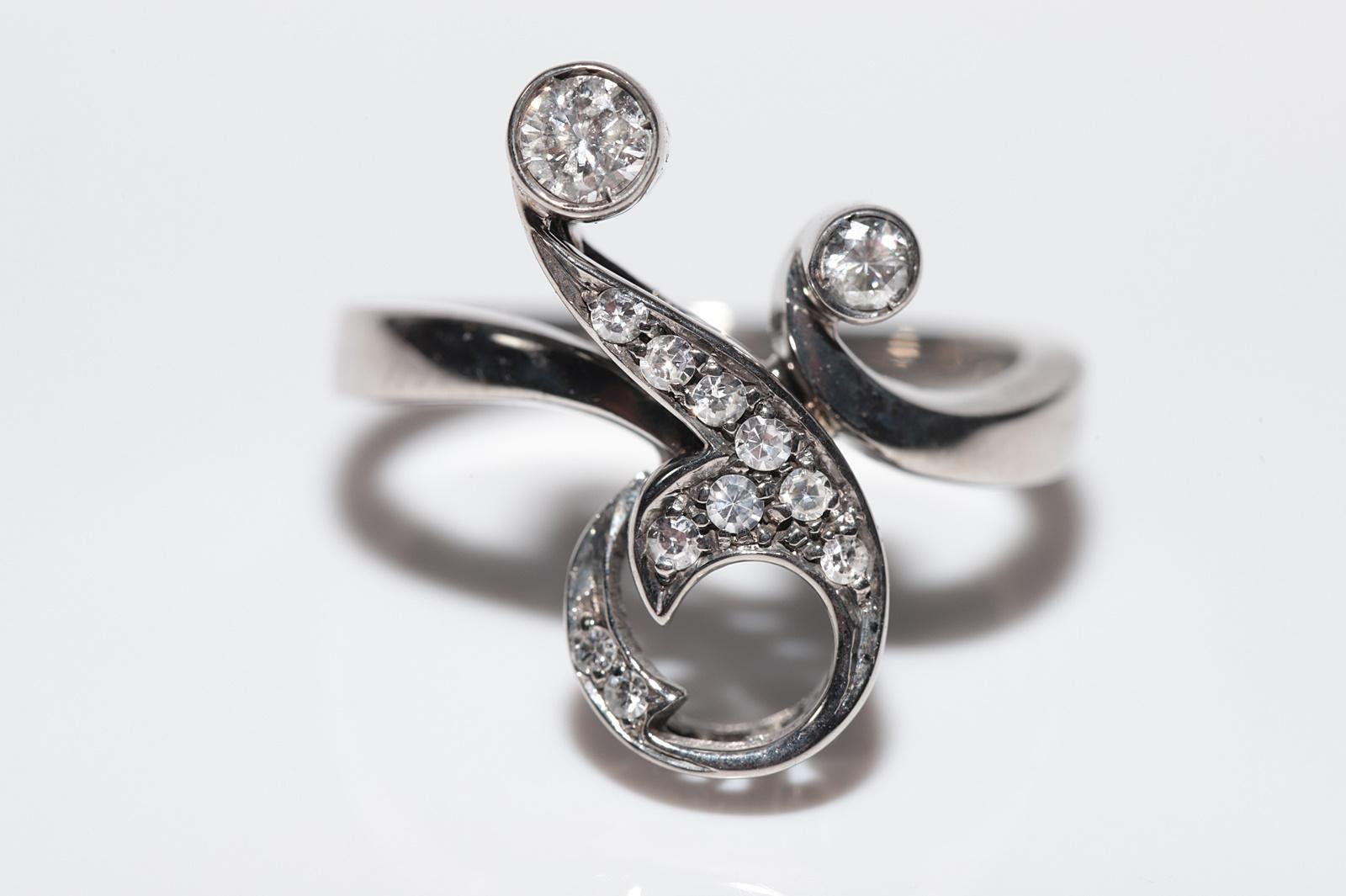 Rétro Anello con fiori decorati con diamanti naturali in oro 18k, CIRCA GLI ANNI 80 in vendita