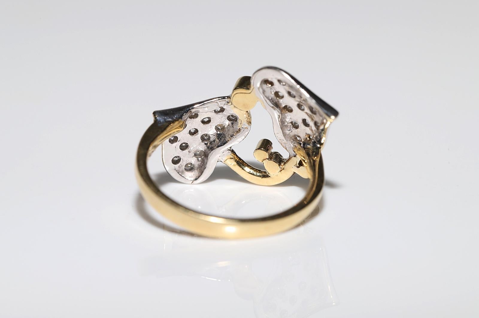 Vintage Circa 1980er Jahre 18k Gold Natürlicher Diamant Dekorierter Herzring im Angebot 5