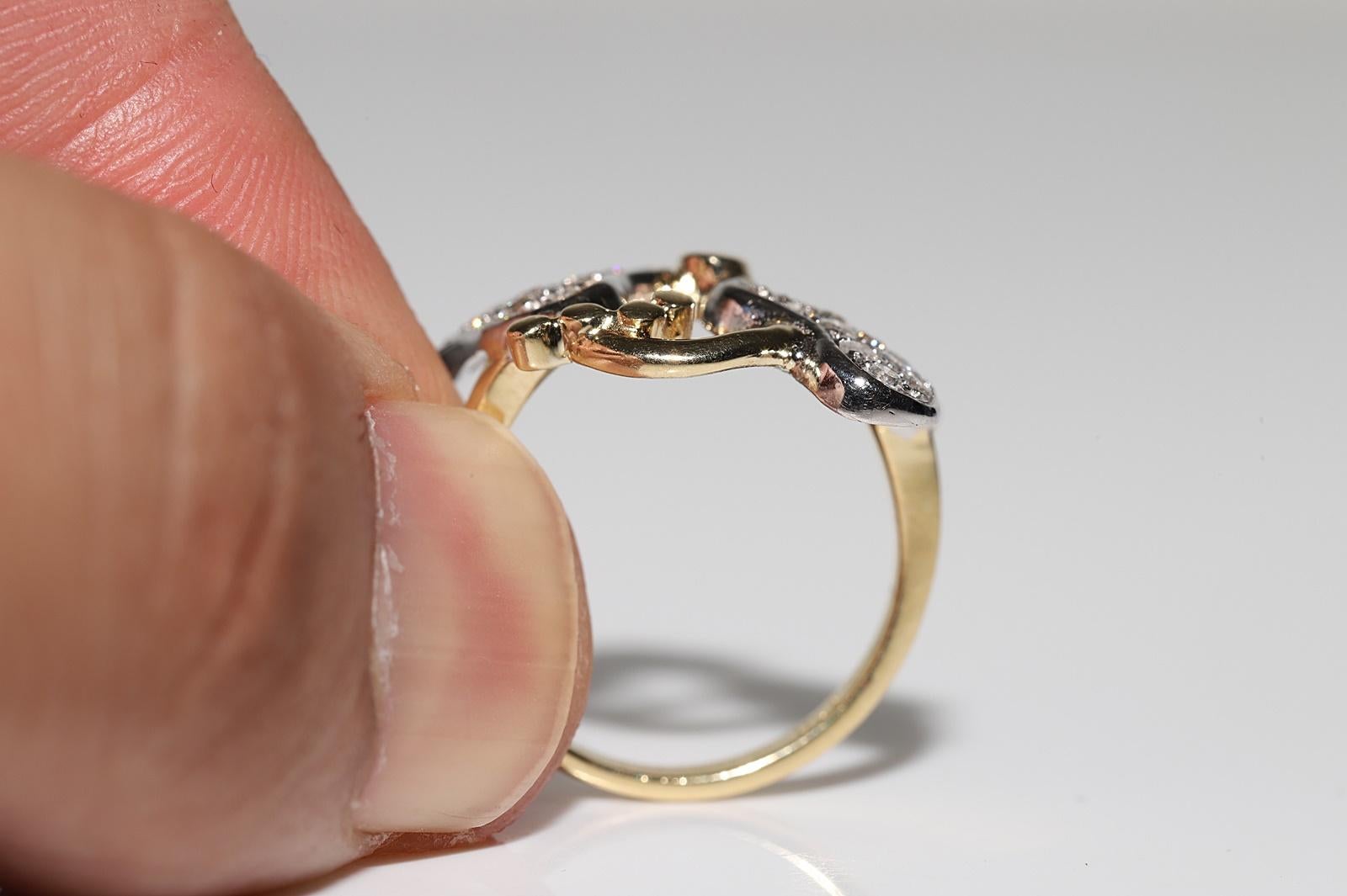 Vintage Circa 1980er Jahre 18k Gold Natürlicher Diamant Dekorierter Herzring im Angebot 7