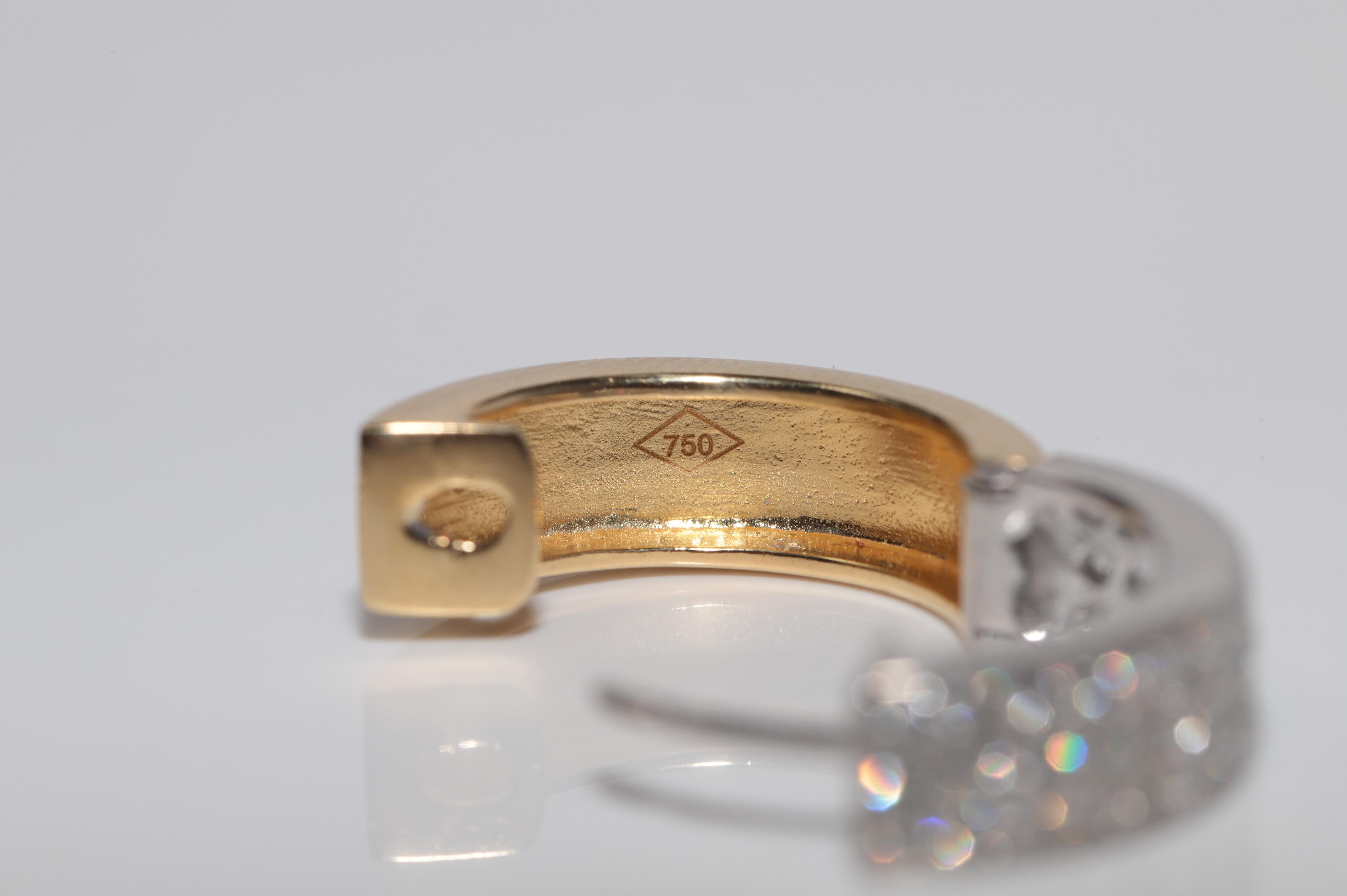 Vintage Circa 1980er Jahre 18k Gold Natürlicher Diamant Dekorierter Creolen-Ohrring im Angebot 4