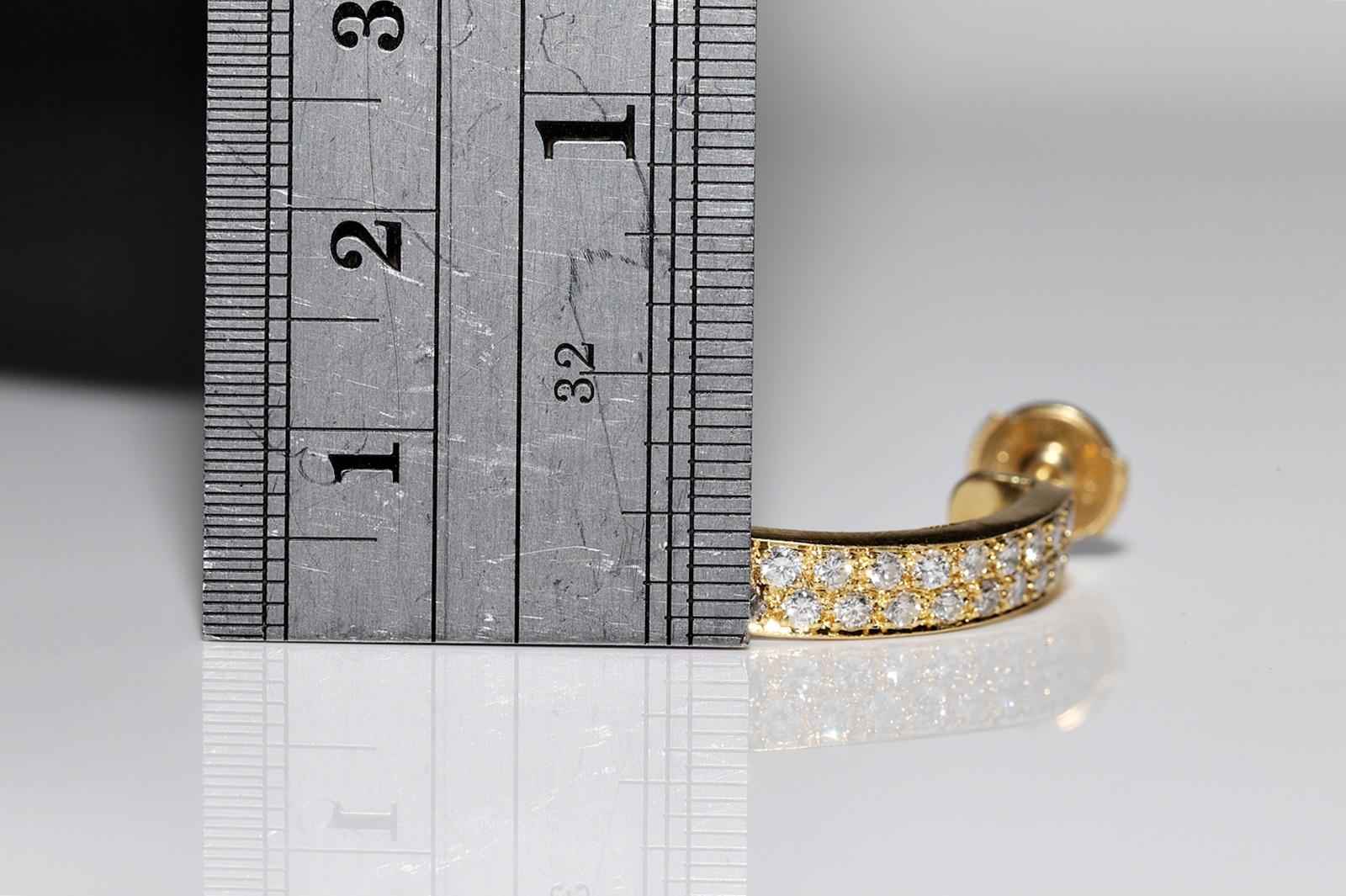 Vintage Circa 1980 Boucles d'oreilles en or 18k ornées de diamants naturels  Pour femmes en vente