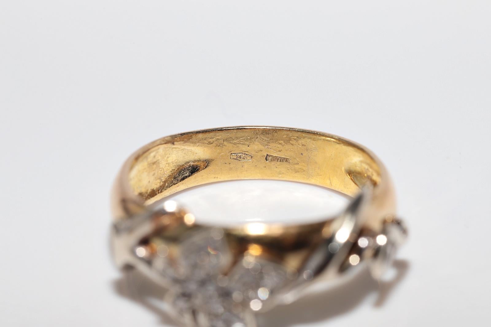 Vintage CIRCA 1980s 18k Gold Natürlicher Diamant Verziertes Blatt Design Ring im Angebot 10