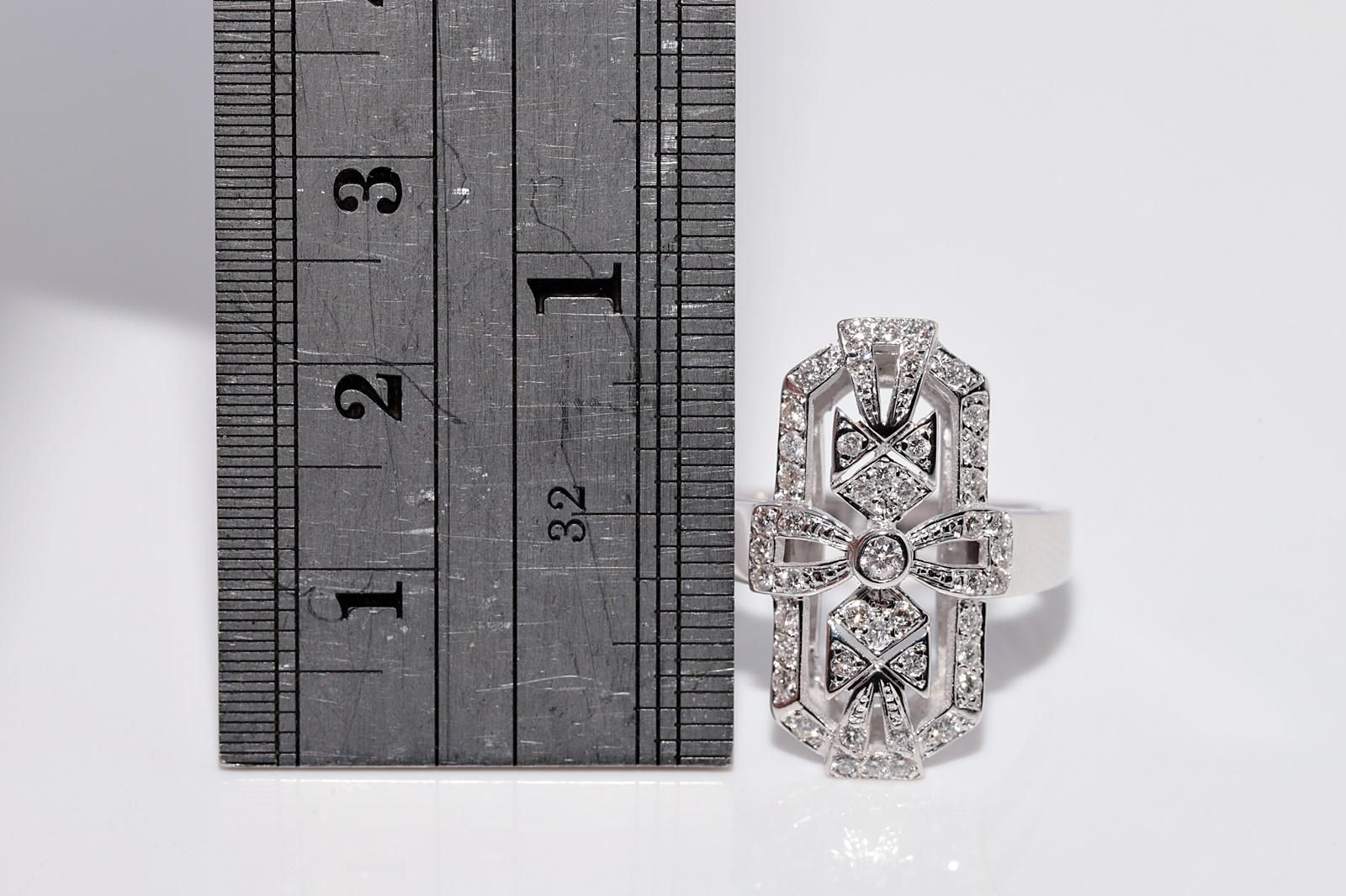 Taglio brillante Anello Navette decorato con diamanti naturali in oro 18 carati CIRCA 1980 in vendita