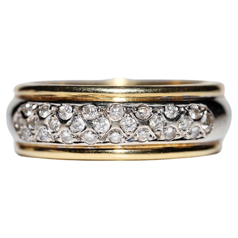 Vintage Circa 1980er Jahre 18k Gold Natürlicher Diamant Dekorierter hübscher Vintage-Ring