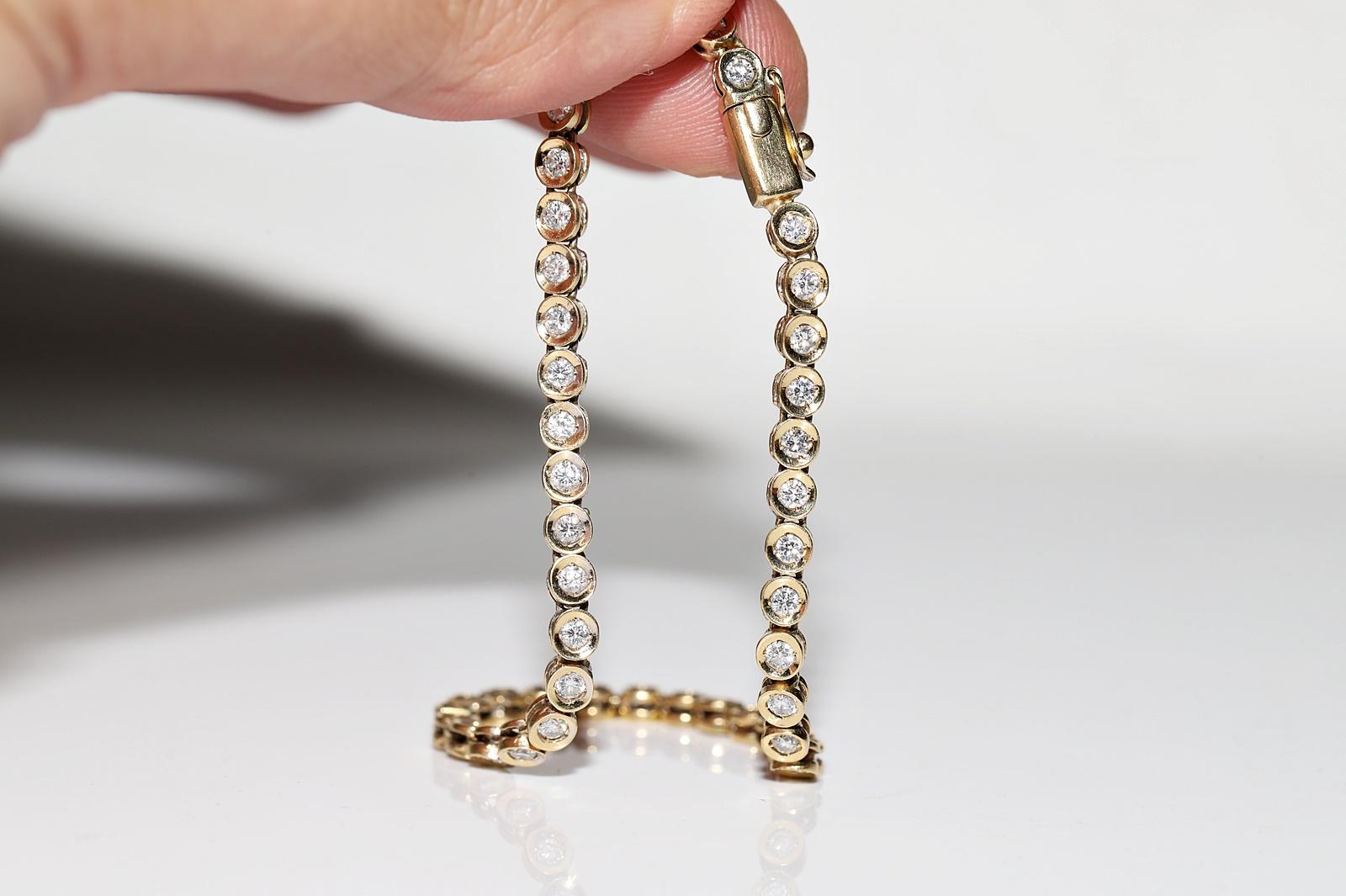 Vintage Circa 1980 Bracelet en or 18k orné de diamants naturels Jolie voie d'eau en vente 6