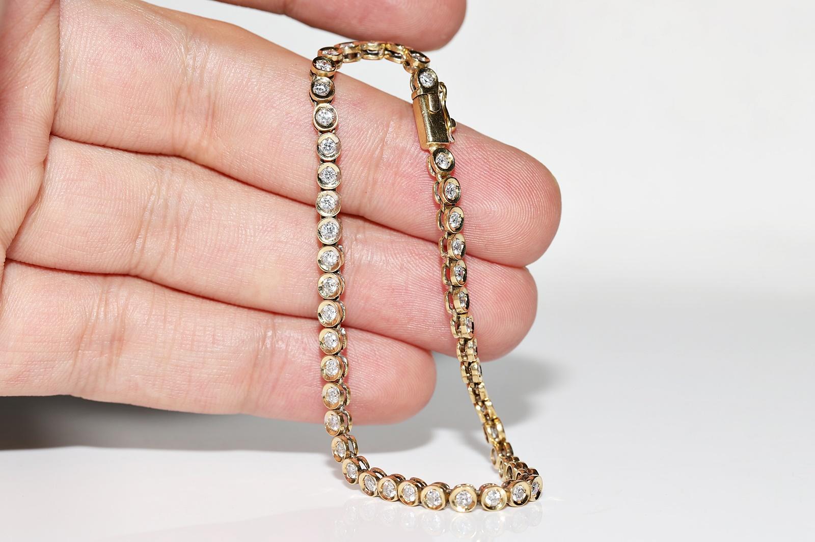 Vintage Circa 1980 Bracelet en or 18k orné de diamants naturels Jolie voie d'eau en vente 7
