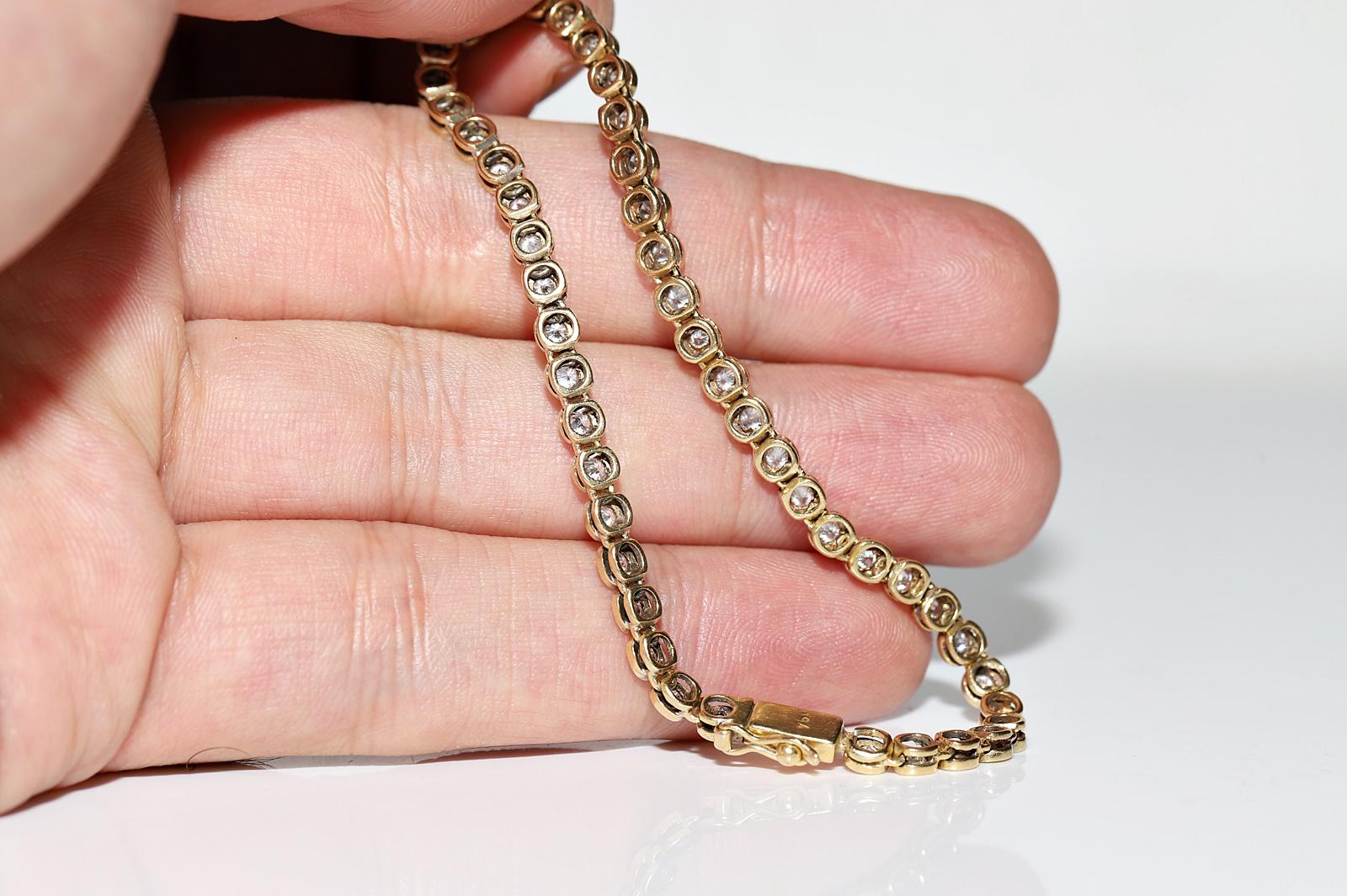 Vintage Circa 1980 Bracelet en or 18k orné de diamants naturels Jolie voie d'eau en vente 10