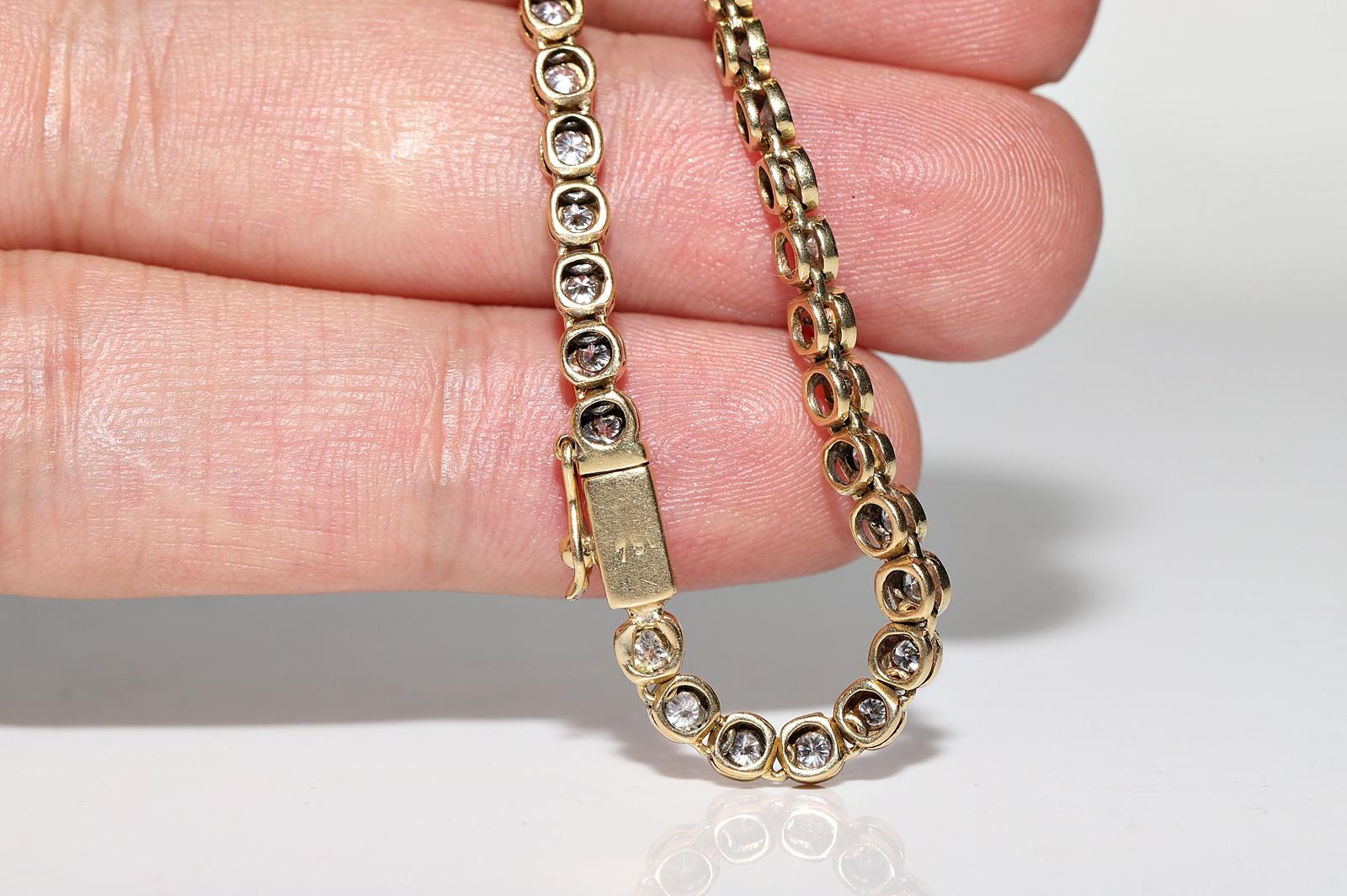Vintage Circa 1980 Bracelet en or 18k orné de diamants naturels Jolie voie d'eau en vente 11