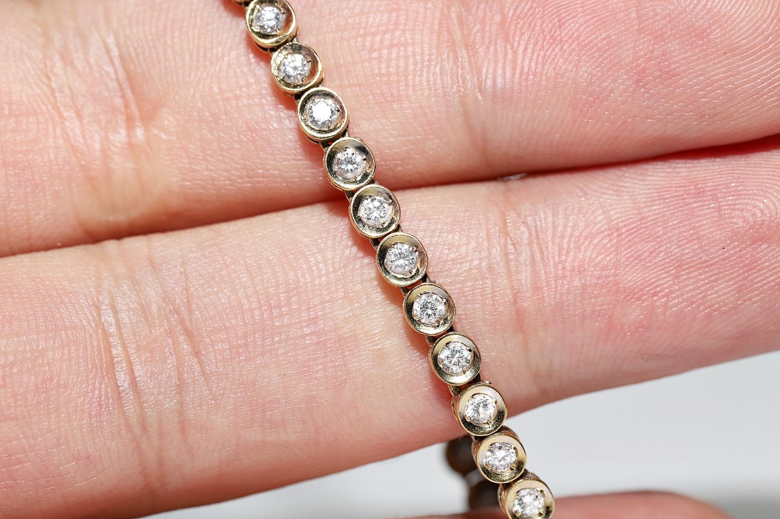 Vintage Circa 1980 Bracelet en or 18k orné de diamants naturels Jolie voie d'eau en vente 14