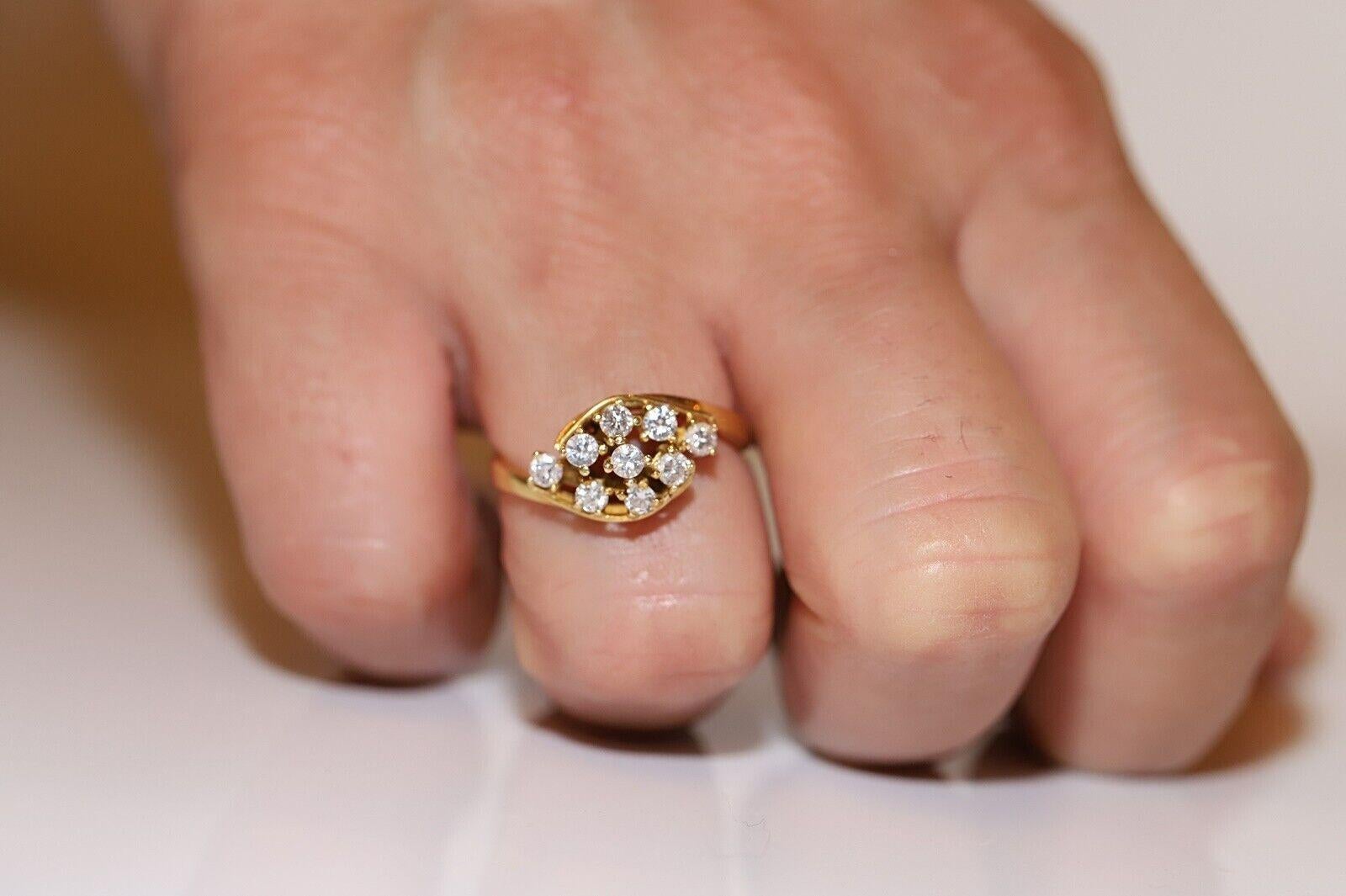 Vintage Circa 1980s 18k Gold Natural Diamond Decorated Ring For Sale 5