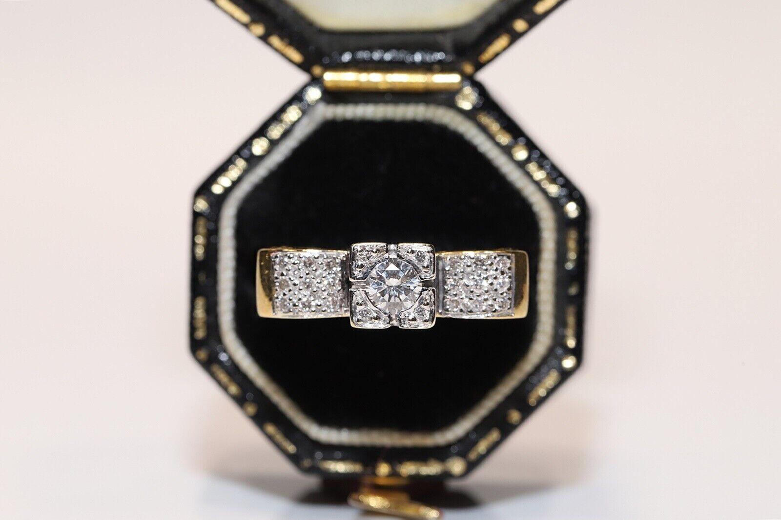 Vintage Circa 1980er Jahre 18k Gold Natürlicher Diamant Dekorierter Vintage-Ring 5