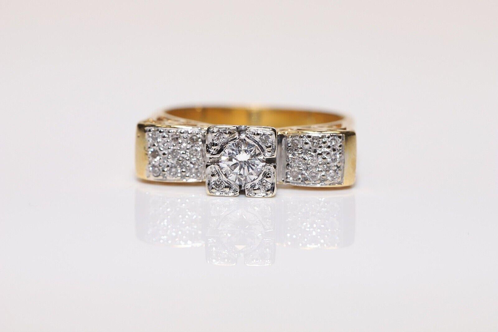 Vintage Circa 1980er Jahre 18k Gold Natürlicher Diamant Dekorierter Vintage-Ring im Angebot 7