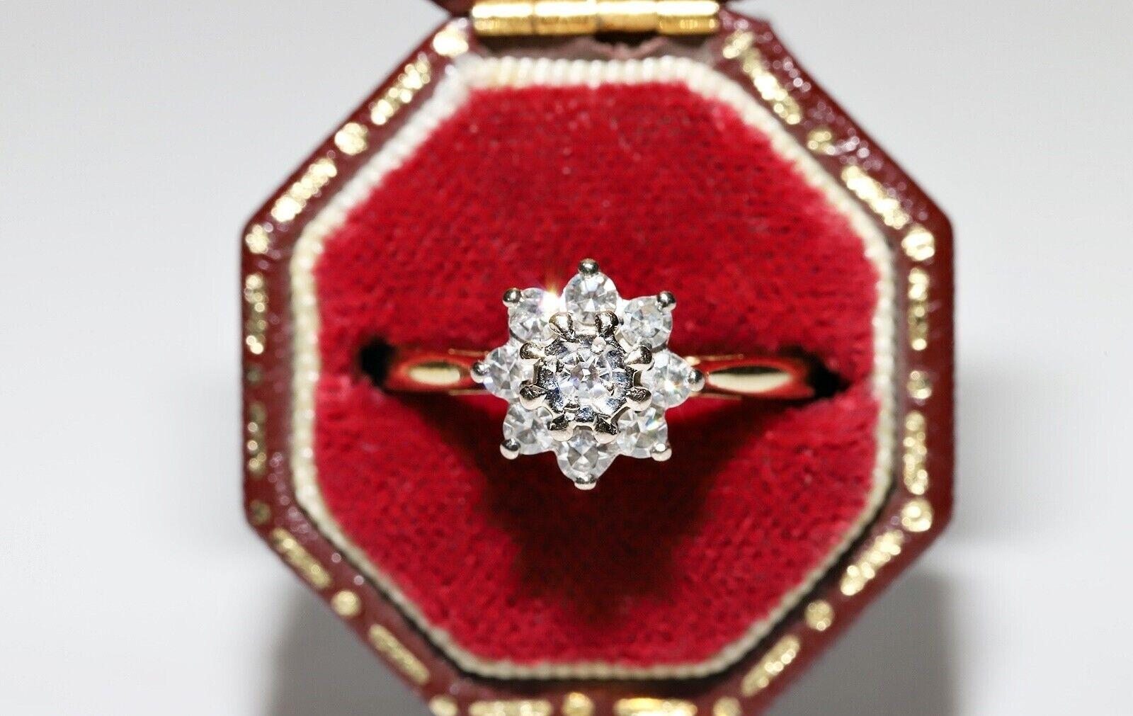Vintage Circa 1980s 18k Gold Natural Diamond Decorated Ring  For Sale 8