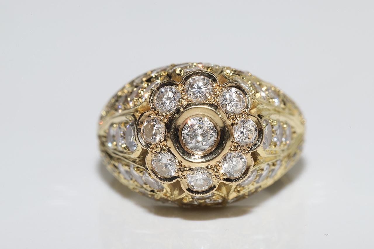 Anillo Vintage Circa 1980s Oro 18k Decorado con Diamantes Naturales Corte brillante en venta