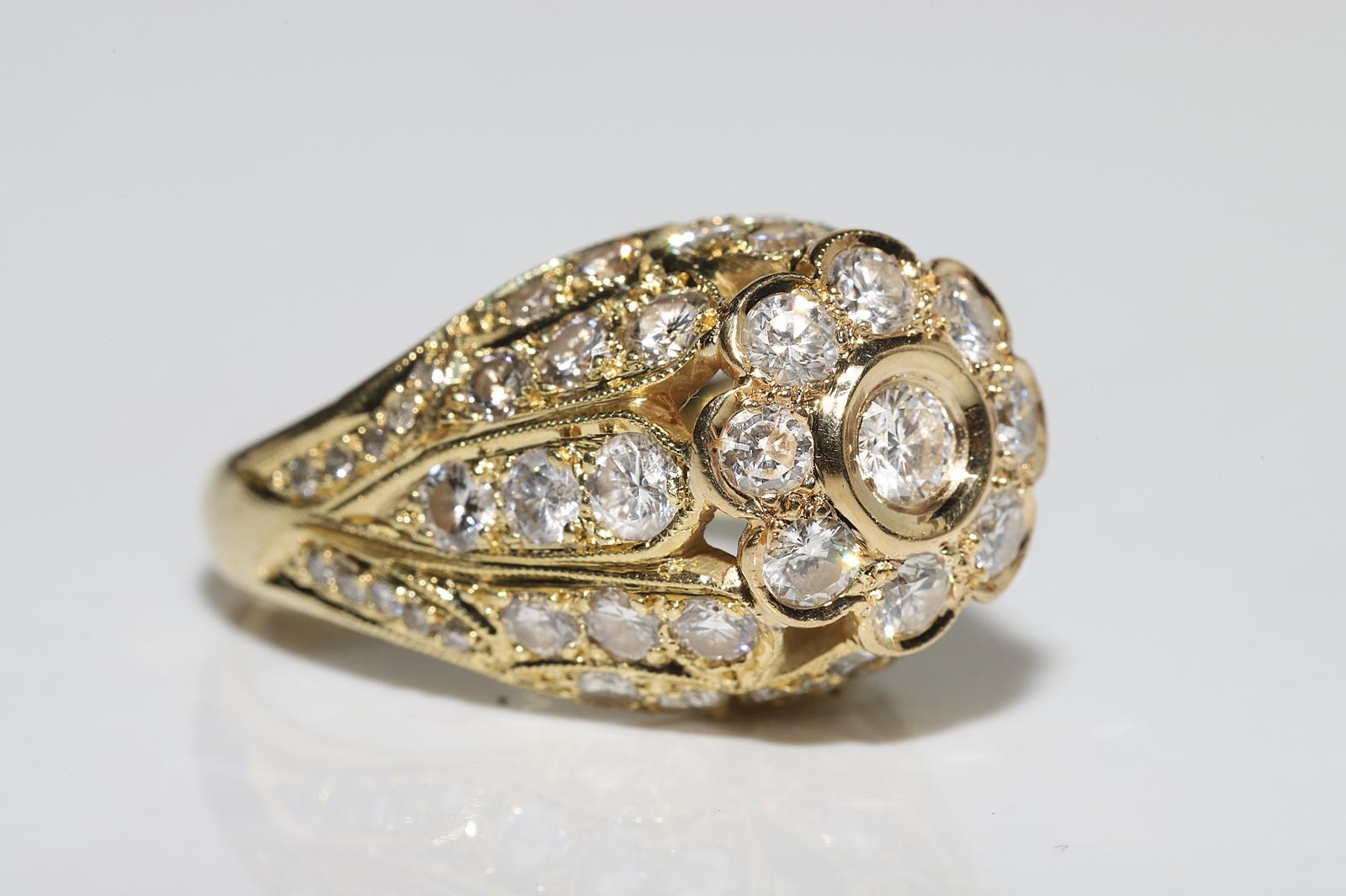 Anillo Vintage Circa 1980s Oro 18k Decorado con Diamantes Naturales en Bueno estado para la venta en Fatih/İstanbul, 34