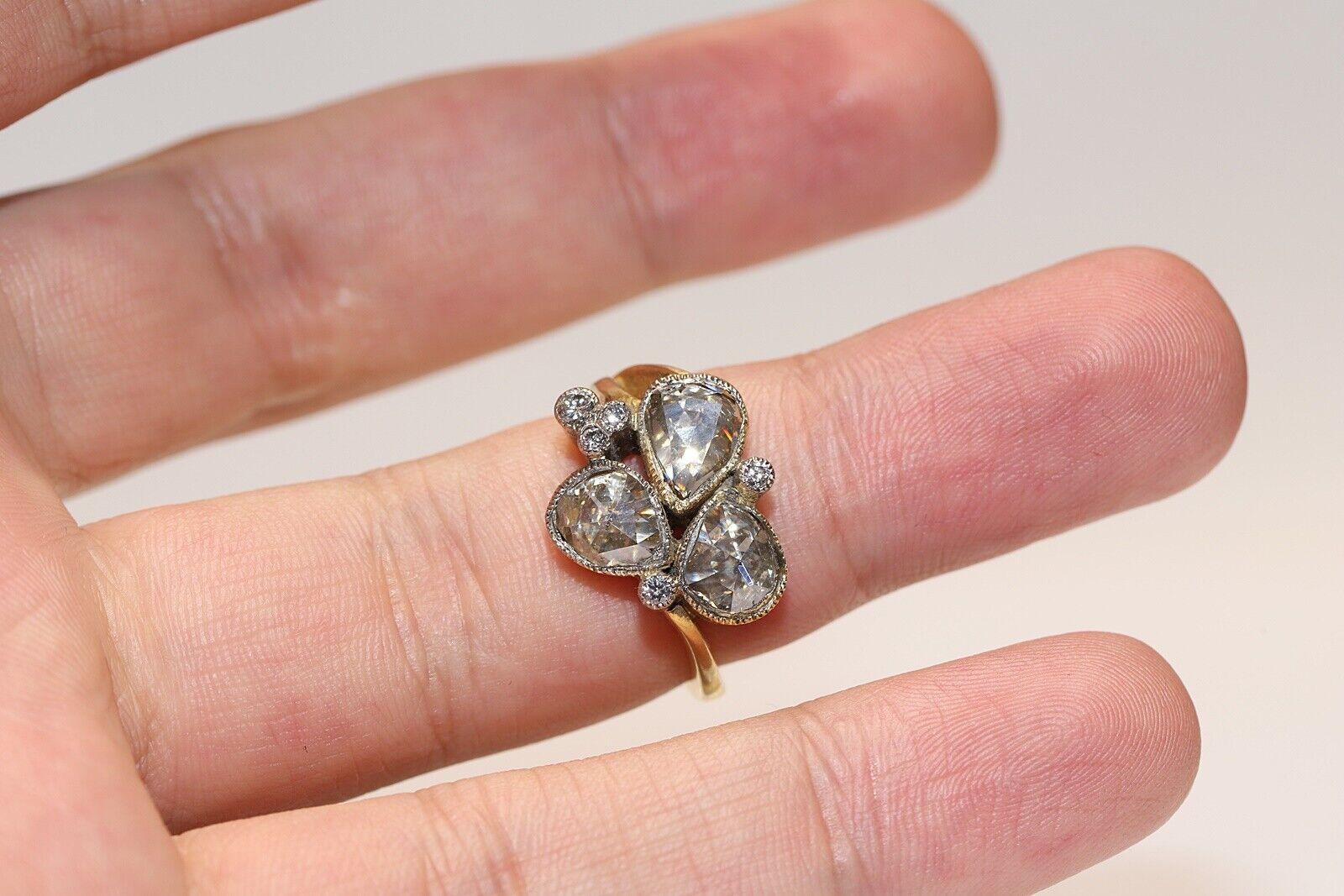 Women's Vintage Circa 1980s 18k Gold Natural Diamond Decorated Rİng  For Sale