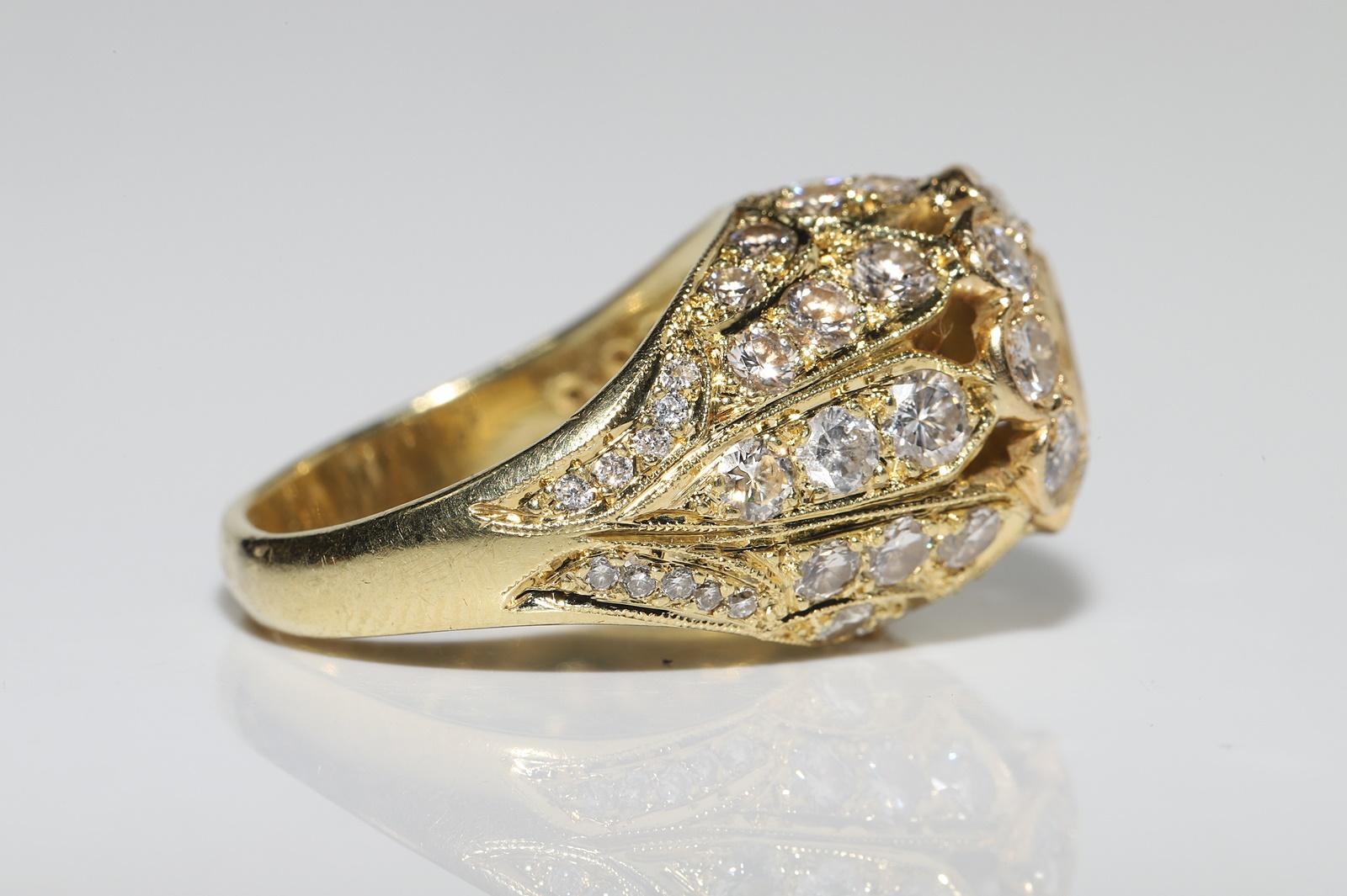De las mujeres Anillo Vintage Circa 1980s Oro 18k Decorado con Diamantes Naturales en venta