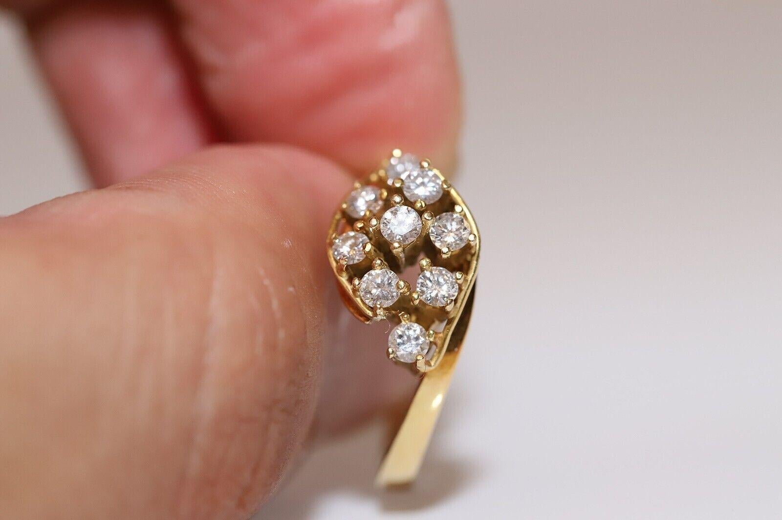 Vintage Circa 1980s 18k Gold Natural Diamond Decorated Ring For Sale 1