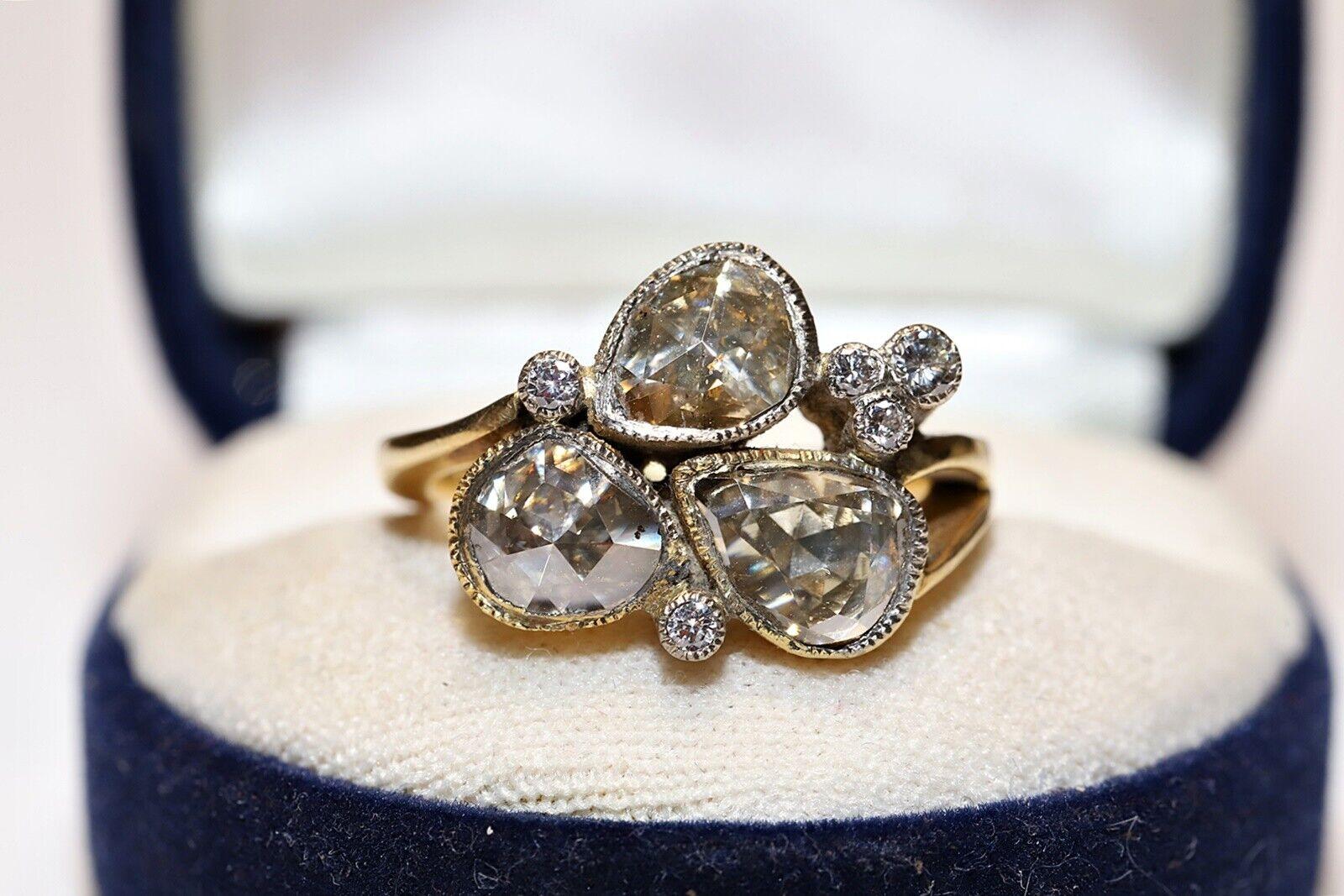 Vintage CIRCA 1980s 18k Gold Natürlicher Diamant Dekoriert Rİng  im Angebot 2