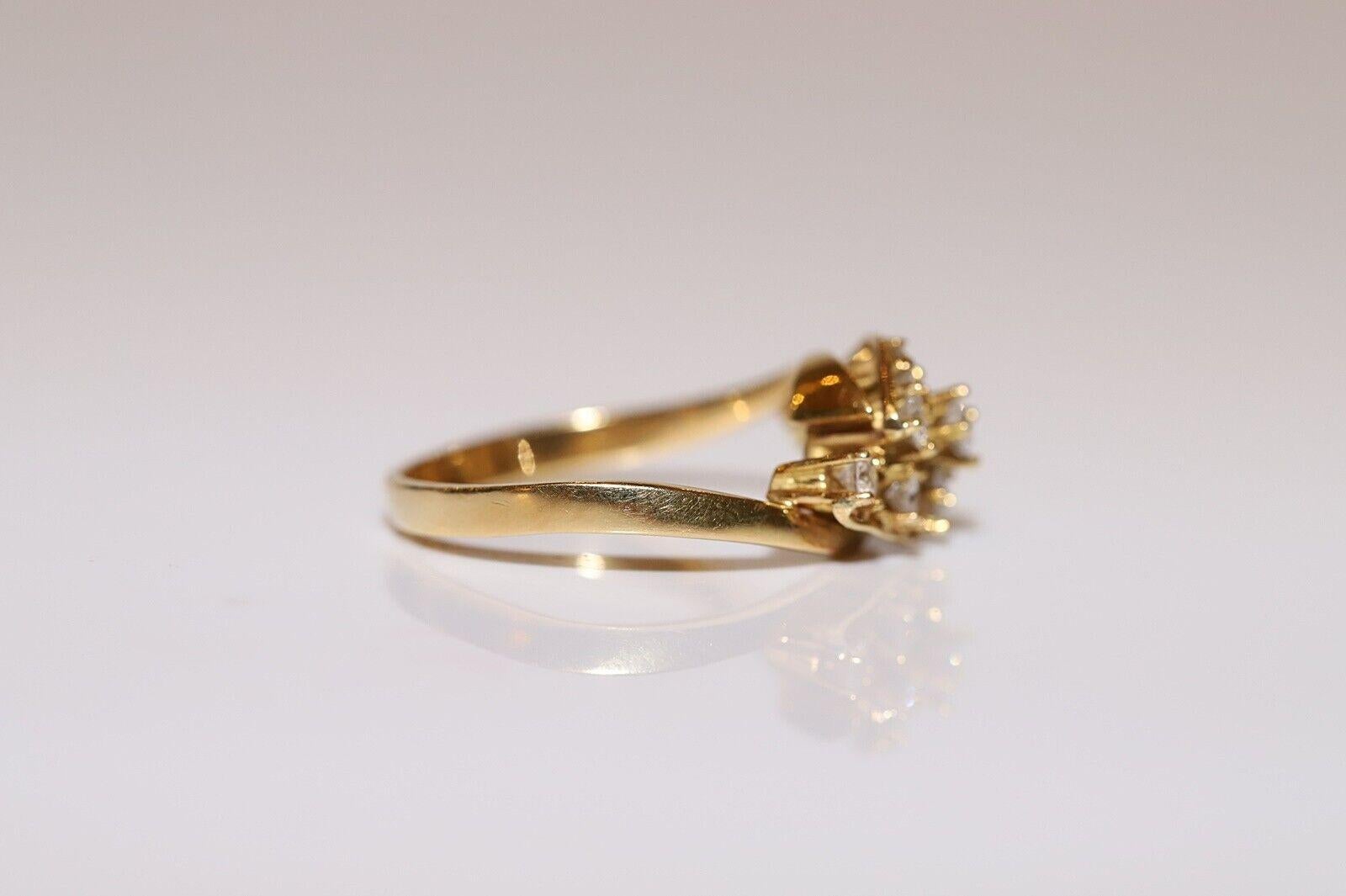 Vintage Circa 1980s 18k Gold Natural Diamond Decorated Ring For Sale 3
