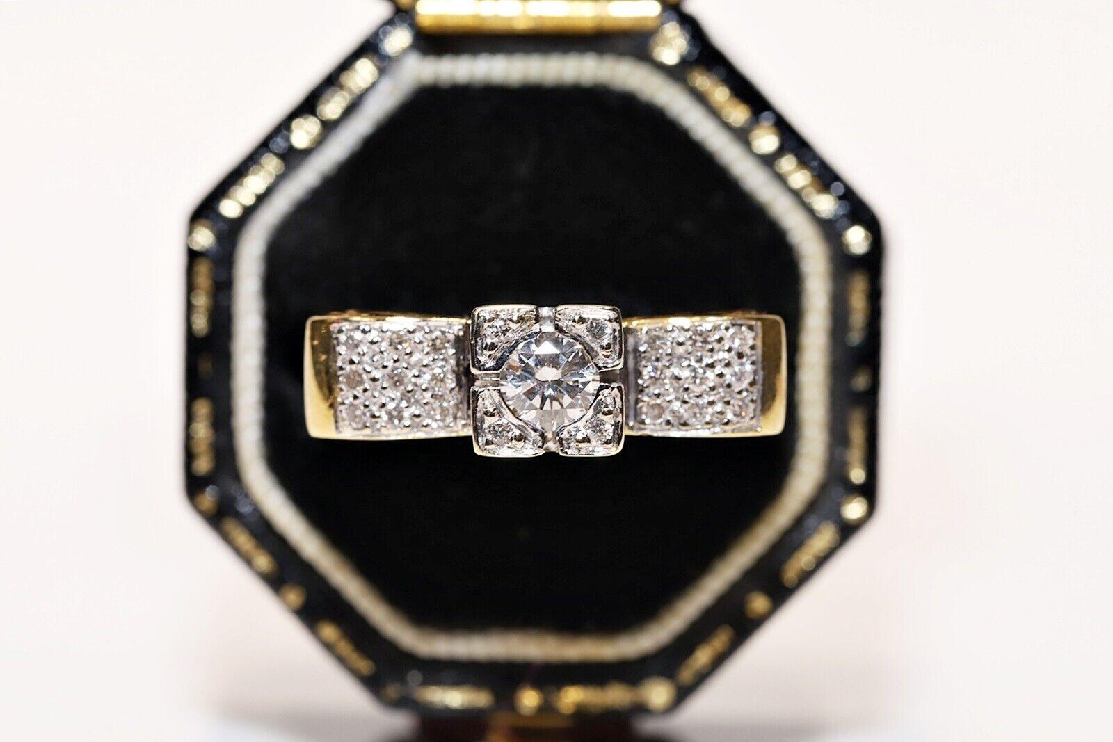 Vintage Circa 1980er Jahre 18k Gold Natürlicher Diamant Dekorierter Vintage-Ring im Angebot 3
