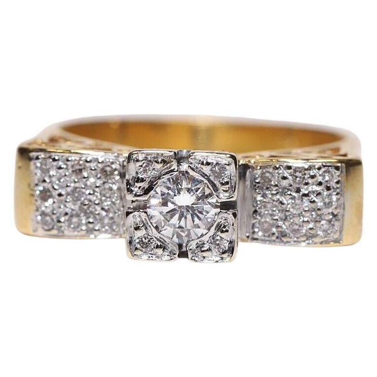 Vintage Circa 1980er Jahre 18k Gold Natürlicher Diamant Dekorierter Vintage-Ring