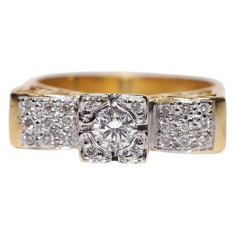 Vintage Circa 1980er Jahre 18k Gold Natürlicher Diamant Dekorierter Vintage-Ring im Angebot
