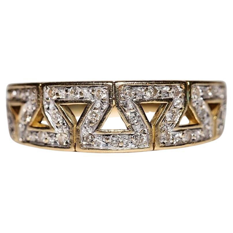 Vintage Circa 1980er Jahre 18k Gold Natürlicher Diamant Dekorierter Vintage-Ring