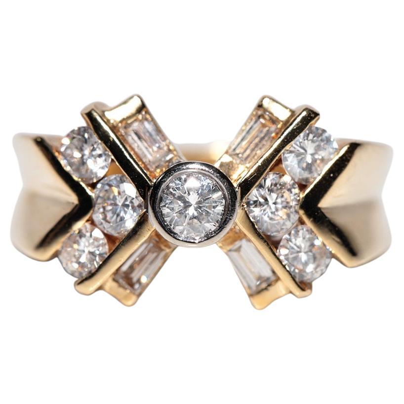 Vintage Circa 1980s Oro 18k Natural  Anillo decorado con diamantes