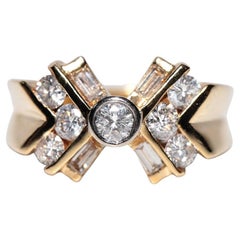 Vintage Circa 1980s 18k Gold Natural  Diamond Decorated Ring