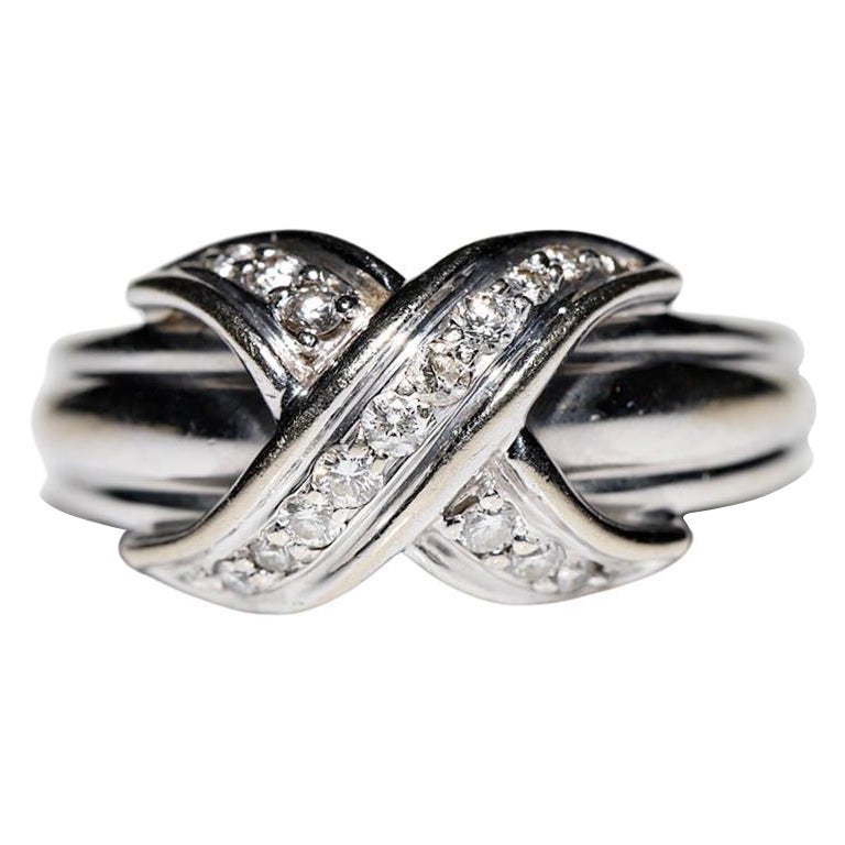 Anello decorato con diamanti naturali in oro 18 carati, vintage CIRCA gli anni
80